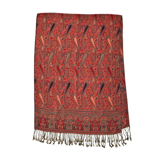 Jacquard Paisley Schal mit floralem Motiv, 180x70 cm, Fransen, lila