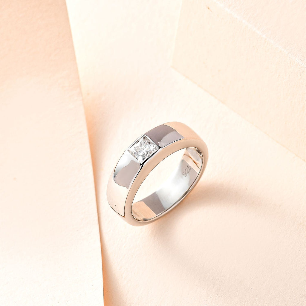D'Joy Moissanit Ring 925 Silber Platiniert K cm ca. 0,36 ct