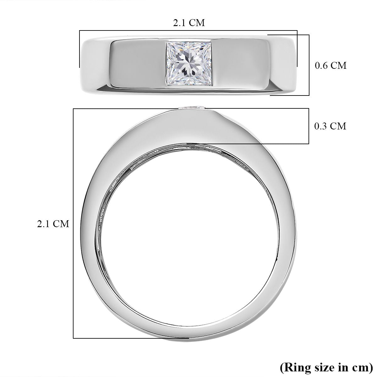 D'Joy Moissanit Ring 925 Silber Platiniert K cm ca. 0,36 ct