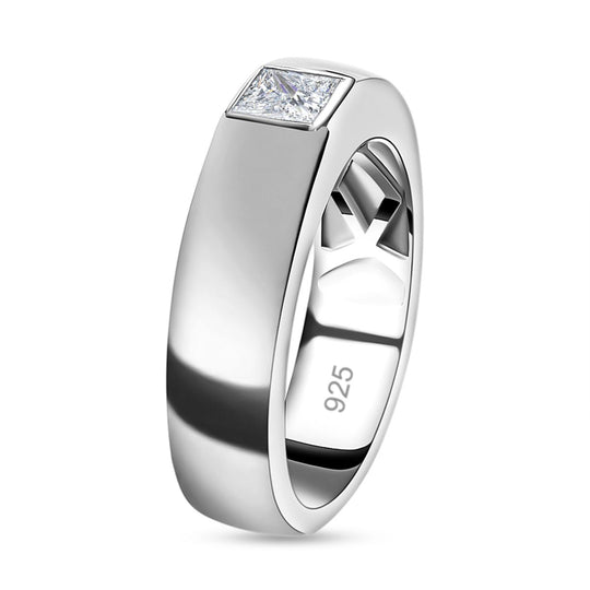D'Joy Moissanit Ring 925 Silber Platiniert (Größe 19.00) ca. 0.36 ct