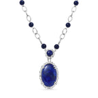 Lapislazuli Halskette, ca. 45 cm, platiniert, ca. 51.12 ct