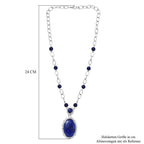 Lapislazuli Halskette, ca. 45 cm, platiniert, ca. 51.12 ct