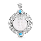 Royal Bali - Sleeping Beauty Türkis, Ochse Knochen Anhänger, 925 Silber ca. 0.61 ct