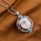 Royal Bali - Sleeping Beauty Türkis, Ochse Knochen Anhänger, 925 Silber ca. 0.61 ct