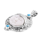 Royal Bali - Sleeping Beauty Türkis, Ochse Knochen Anhänger, 925 Silber ca. 0.61 ct