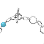 Blaues Türkis Armband, ca. 16.5 cm, platiniert, ca. 36.67 ct