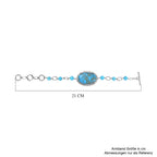 Blaues Türkis Armband, ca. 16.5 cm, platiniert, ca. 36.67 ct