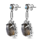 Labradorit Ohrringe Reines Messing platiniert ca. 17.33 ct