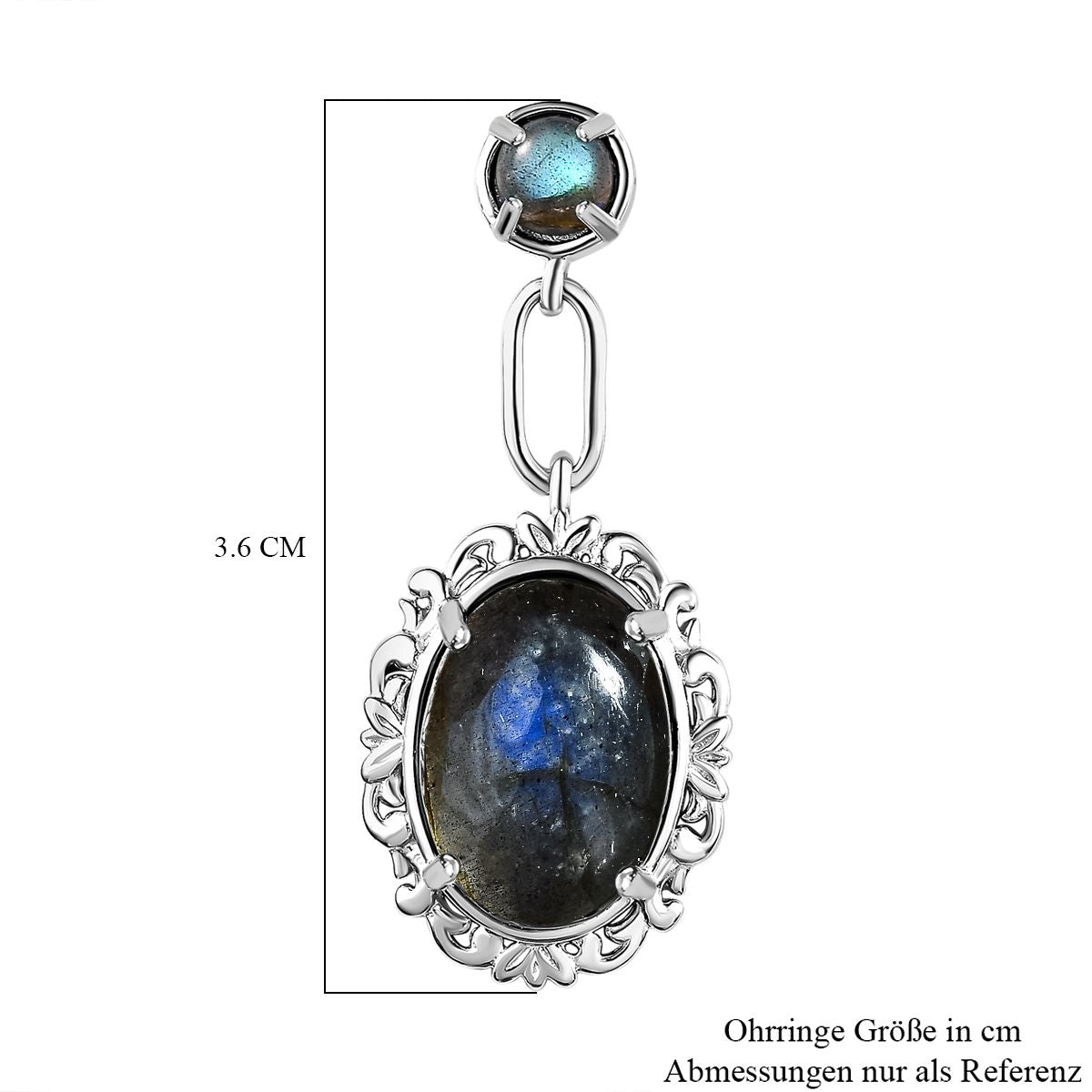 Labradorit Ohrringe Reines Messing platiniert ca. 17.33 ct