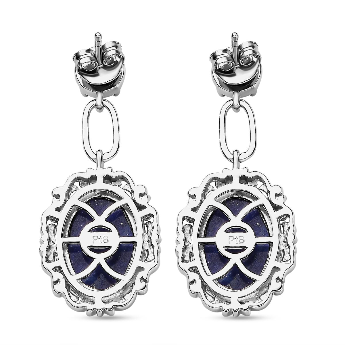 Lapislazuli Ohrringe, platiniert, ca. 14.58 ct