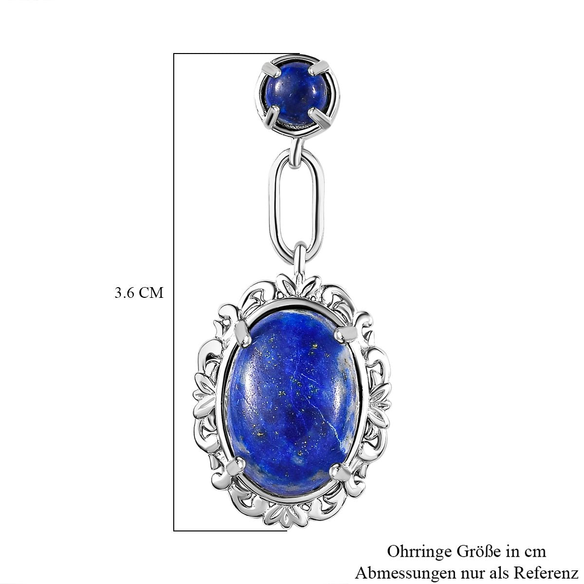 Lapislazuli Ohrringe, platiniert, ca. 14.58 ct
