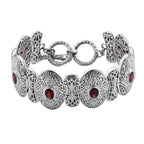 Royal Bali - Natürlicher Rhodolith Granat Armband, ca. 19 cm 925 Silber. ca.49.5g, ca. 1.01 ct