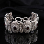 Royal Bali - Natürlicher Rhodolith Granat Armband, ca. 19 cm 925 Silber. ca.49.5g, ca. 1.01 ct