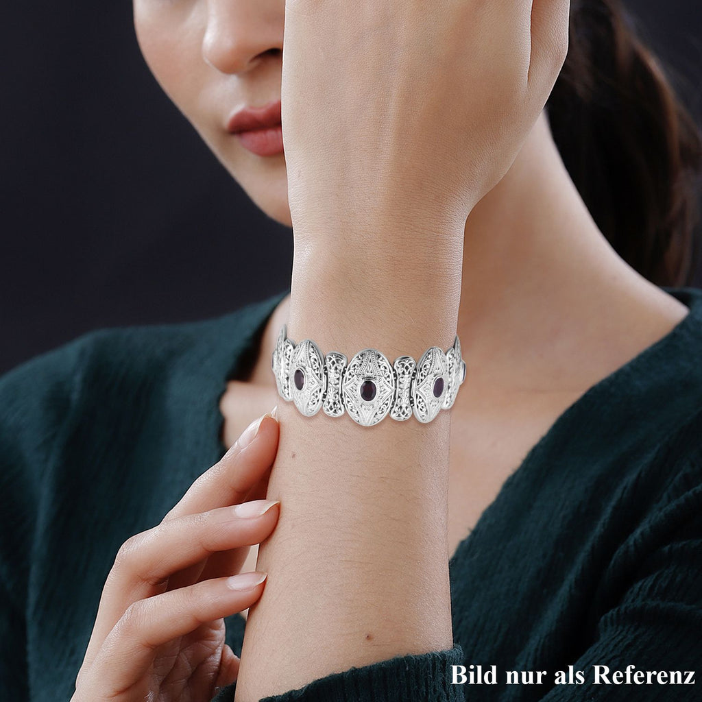 Royal Bali - Natürlicher Rhodolith Granat Armband, ca. 19 cm 925 Silber. ca.49.5g, ca. 1.01 ct