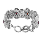 Royal Bali - Natürlicher Rhodolith Granat Armband, ca. 19 cm 925 Silber. ca.49.5g, ca. 1.01 ct