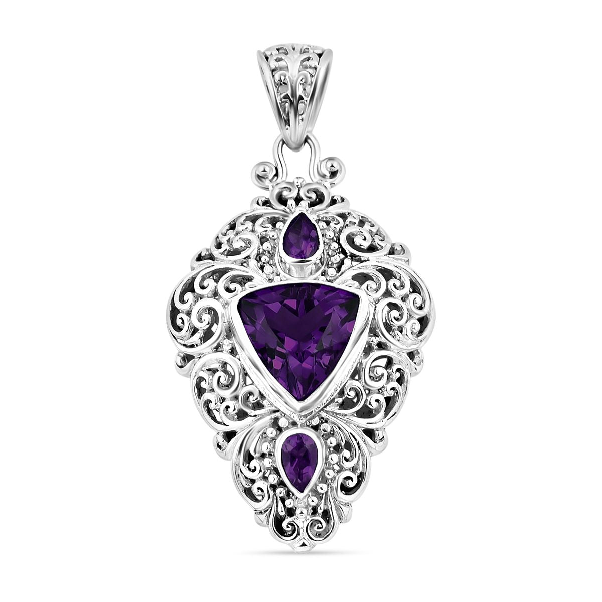 Royal Bali - Afrikanischer Amethyst Anhänger, 925 Silber, ca. 3.75 ct