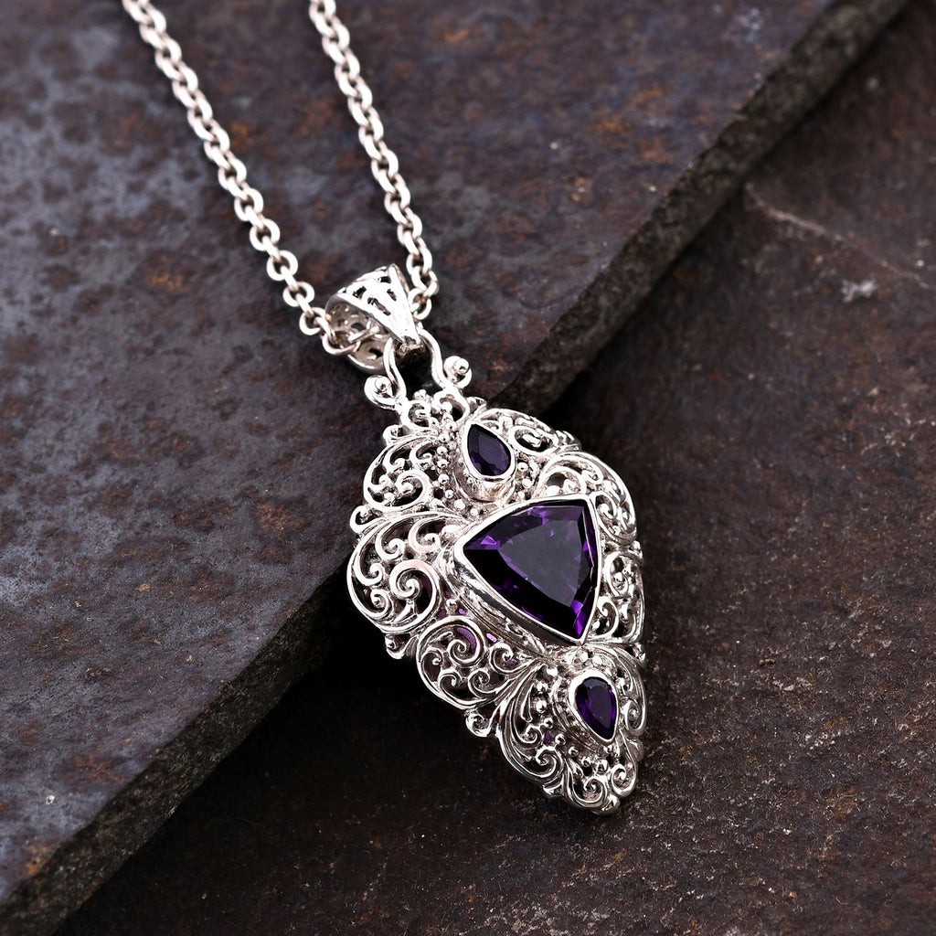 Royal Bali - Afrikanischer Amethyst Anhänger, 925 Silber, ca. 3.75 ct