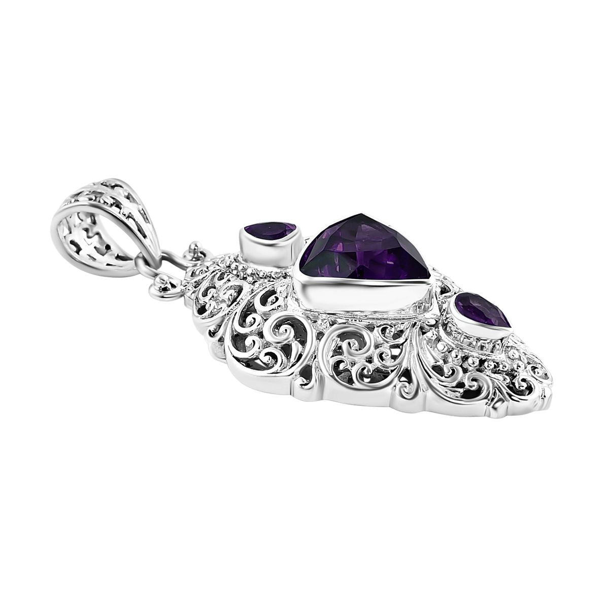 Royal Bali - Afrikanischer Amethyst Anhänger, 925 Silber, ca. 3.75 ct