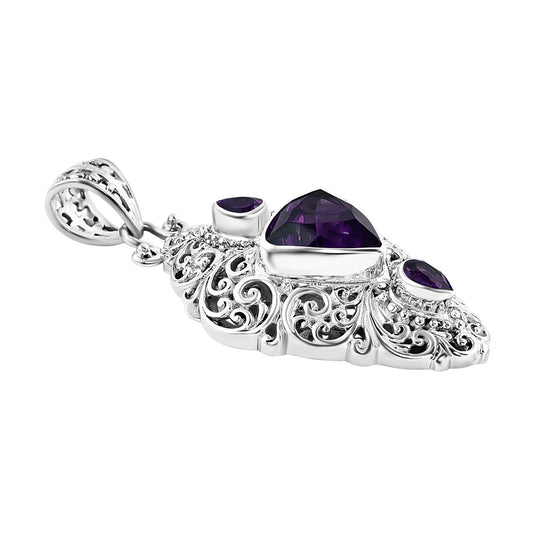Royal Bali - Afrikanischer Amethyst Anhänger, 925 Silber, ca. 3.75 ct
