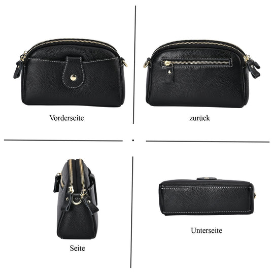 Duo Set - Echtleder Umhängetasche mit RFID-Sicherheits-Kartenetui, 19 x 5,5 x 12 cm, Burgunderrot