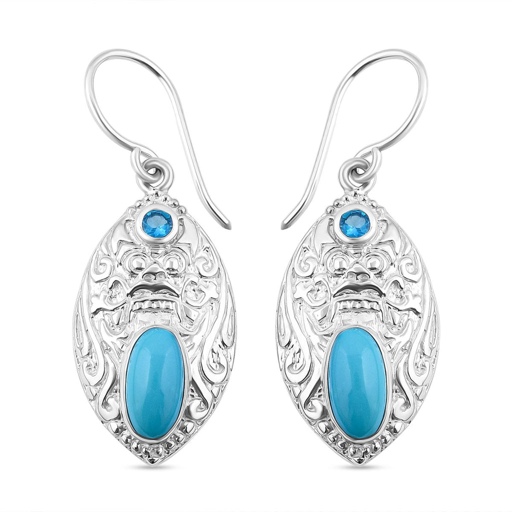 AA Sleeping Beauty Türkis, Neon Apatit Ohrringe 925 Silber ca. 2,85 ct.