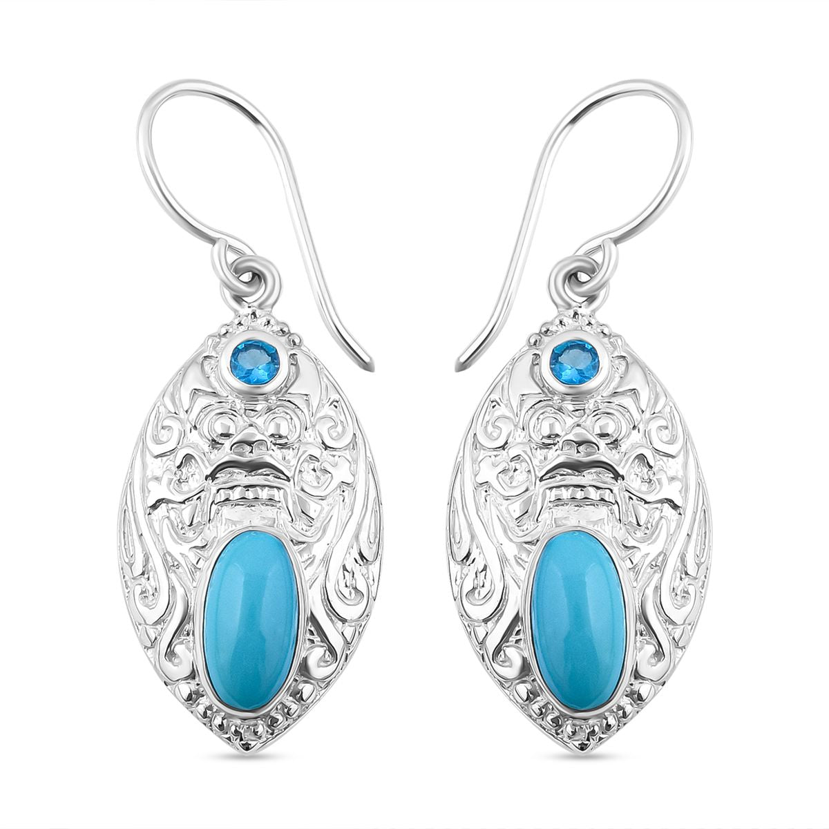 AA Sleeping Beauty Türkis, Neon Apatit Ohrringe 925 Silber ca. 2,85 ct.