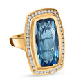 Paraiba Blau Triplette Quarz, Weißer Zirkon Ringe 925 Silber Gelbgold Vermeil (Größe 16.00) ca. 15.80 ct