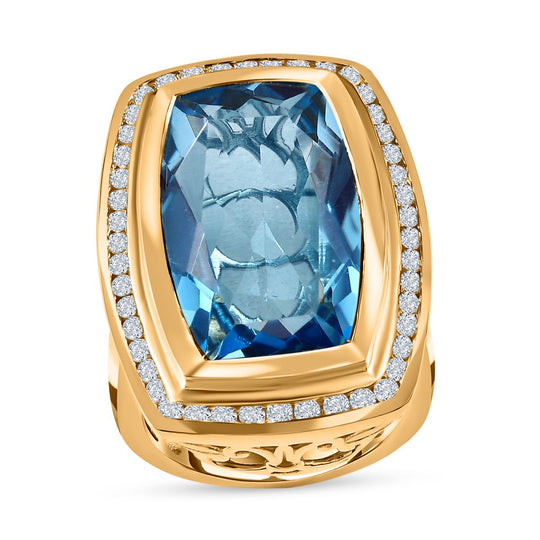 Paraiba Blau Quarz Triplette, weißer Zirkon Ring, 925 Silber Gelbgold Vermeil ca. 15.80 ct