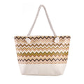 Jacquard Handtasche aus Jute mit Zig-Zag Muster, kaffeefarben