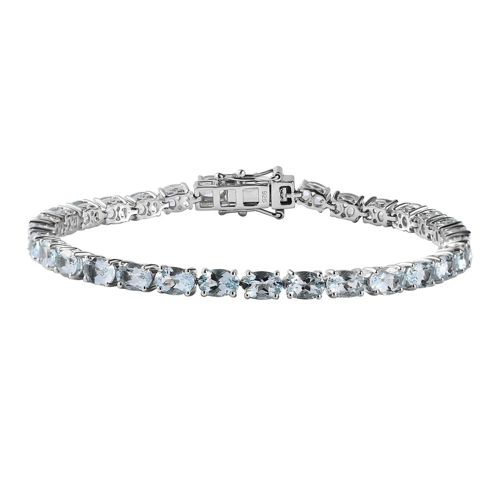 AA Aquamarin Armband ca. 19 cm 925 Silber platiniert ca. 13,39 ct.