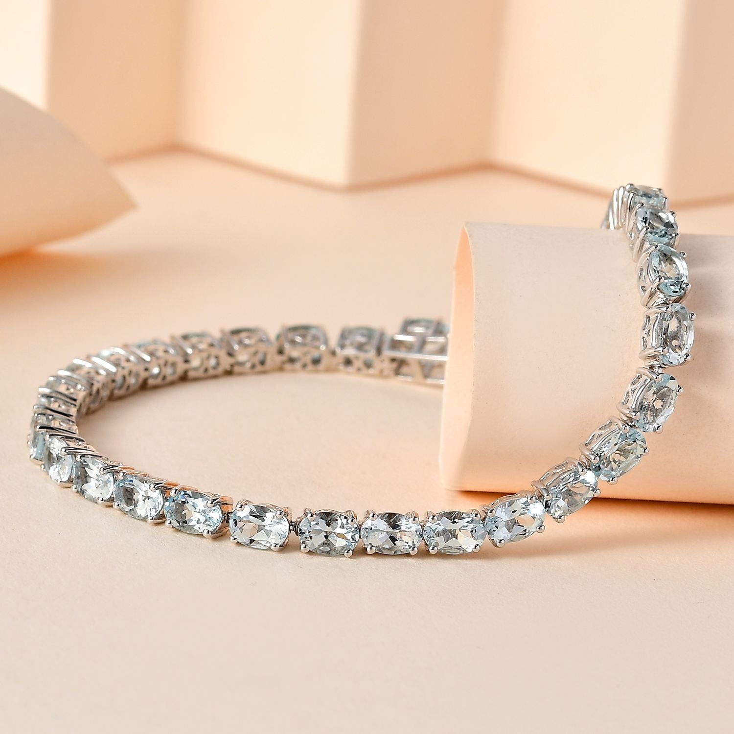AA Aquamarin Armband ca. 19 cm 925 Silber platiniert ca. 13,39 ct.