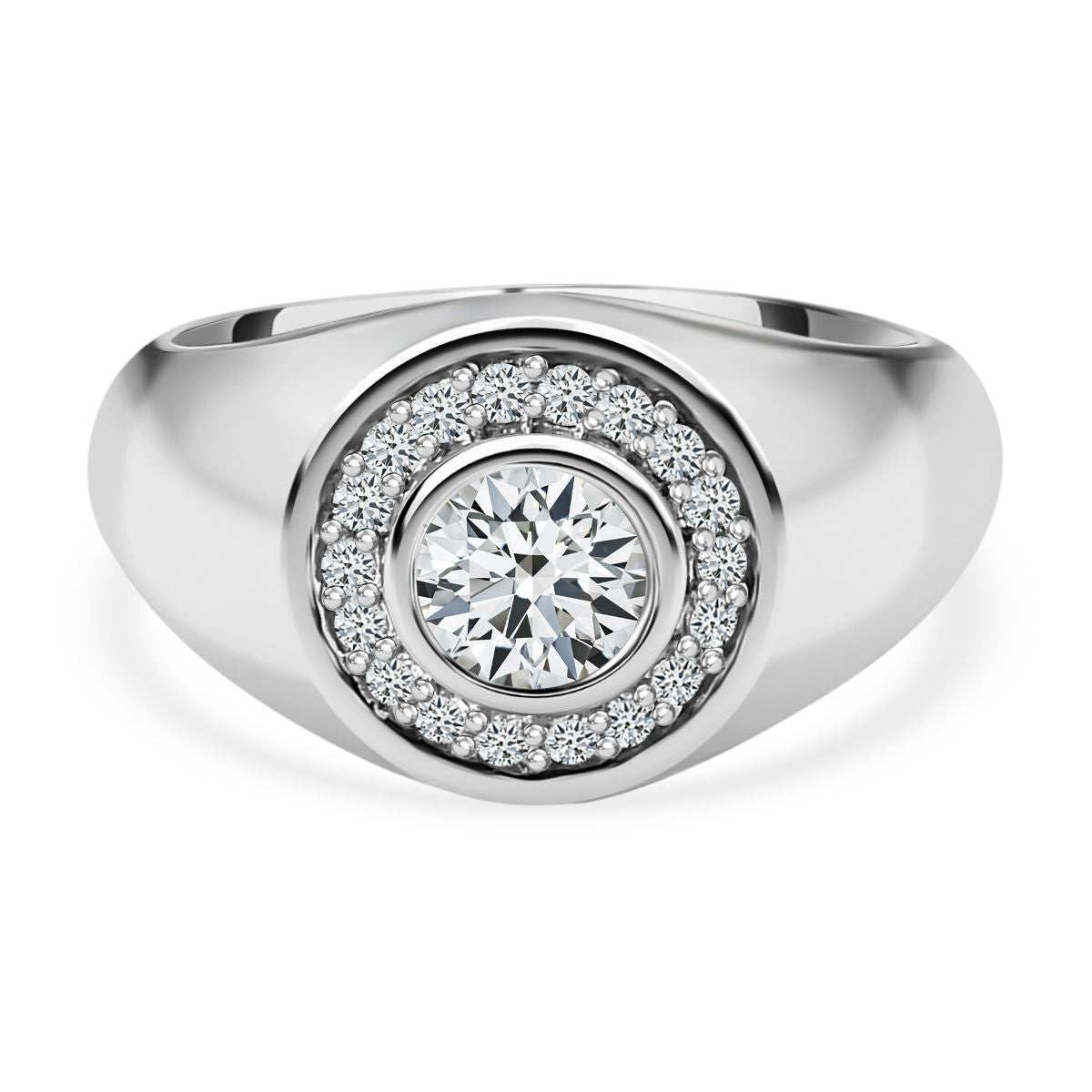 Moissanit Cluster Ring, 925 Silber platiniert, ca. 0.53 ct