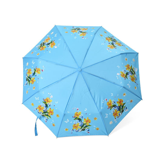 Farbwechsel Floraler-Regenschirm - Farbverwandlung bei Nässe, Durchmesser 103 cm, Länge 25 cm, Himmelblau