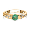 Kagem Sambischer Smaragd, Weißer Zirkon Ring, 925 Silber vergoldet (Größe 16.00) ca. 0.58 ct