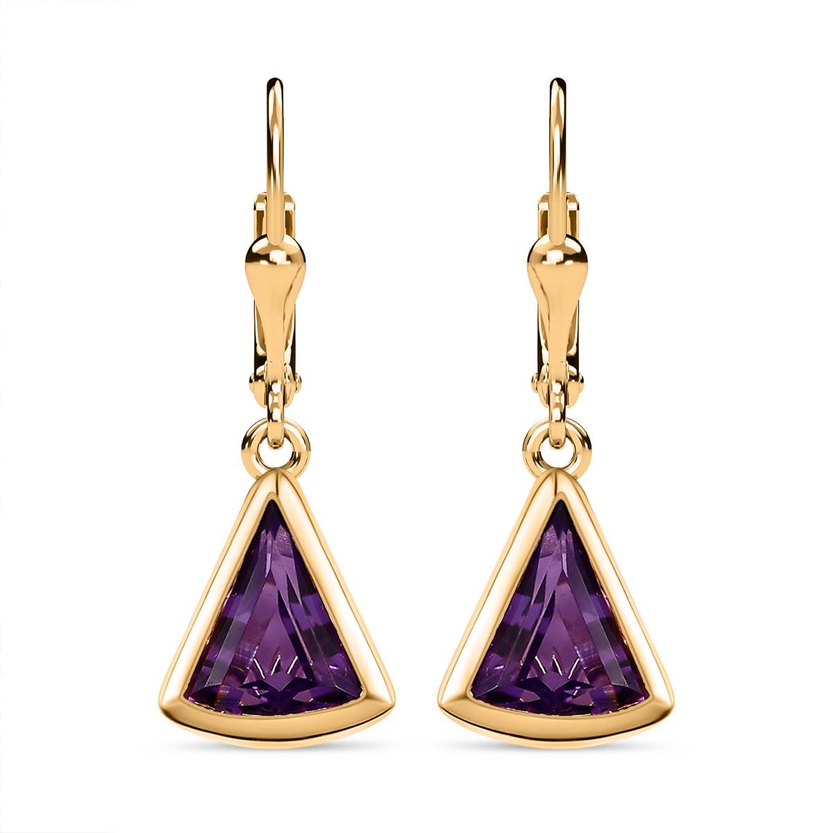 Afrikanischer Amethyst Ohrringe, 925 Silber Gelbgold Vermeil ca. 3.45 ct