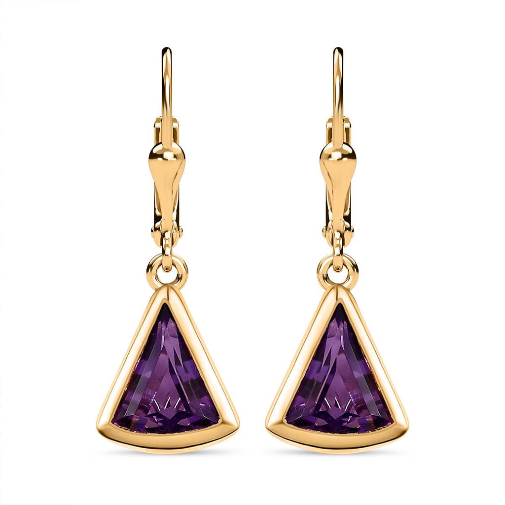Afrikanischer Amethyst Ohrringe, 925 Silber Gelbgold Vermeil ca. 3.45 ct
