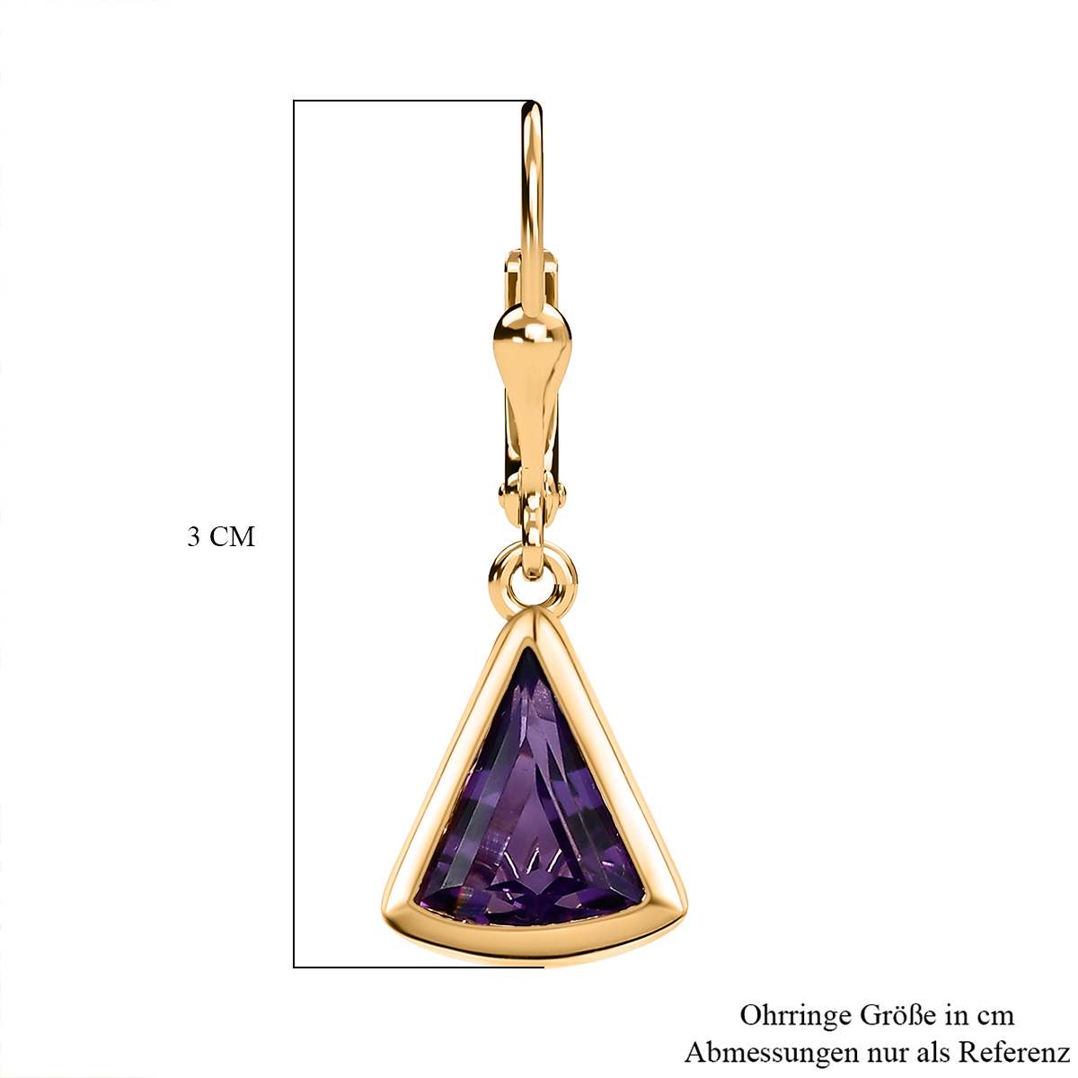 Afrikanischer Amethyst Ohrringe, 925 Silber Gelbgold Vermeil ca. 3.45 ct