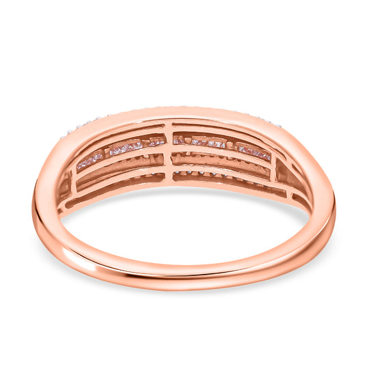 Natürliche, rosa Diamant, SGL Zertifiziert I1-I2, Weißer Diamant Ring, 585 rosegold (Größe 17.00) ca. 0.50 ct