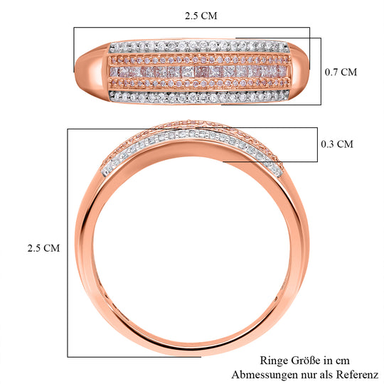 Natürliche, rosa Diamant, SGL Zertifiziert I1-I2, Weißer Diamant Ring, 585 rosegold (Größe 17.00) ca. 0.50 ct