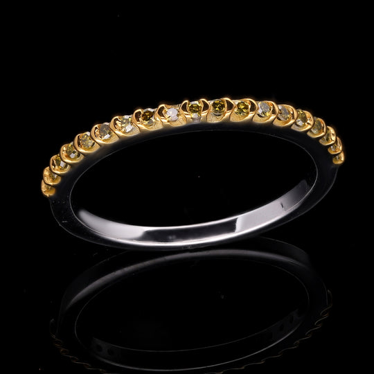 Gelber Diamant Ring, 925 Silber Platiniert und Gelbgold Vermeil, (Größe 18.00) ca. 0.25 ct