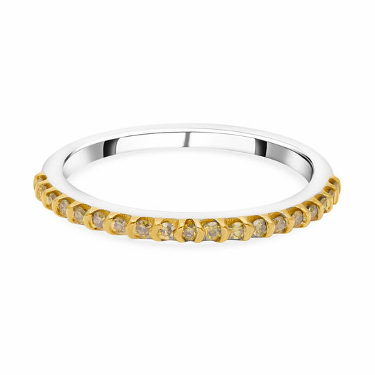 Gelber Diamant Ring, 925 Silber Platiniert und Gelbgold Vermeil, (Größe 18.00) ca. 0.25 ct