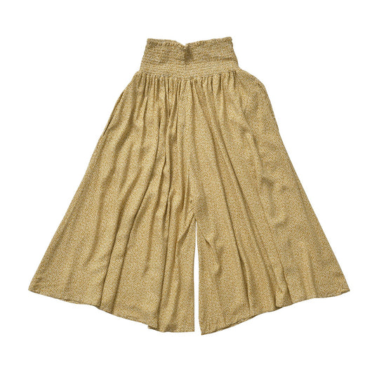 Luftige Taillen-Culottes mit Smok-Detail und Blumenmuster, Einheitsgröße, gelb