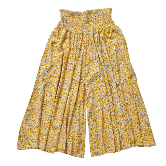 Luftige Taillen-Culottes mit Smok-Detail und Blumenmuster, Einheitsgröße, gelb
