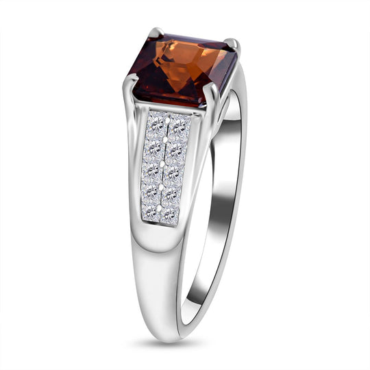 AAA Natürlicher Roter Zirkon, Moissanit Ring, 925 Silber rhodiniert (Größe 20.00) ca. 3.30 ct