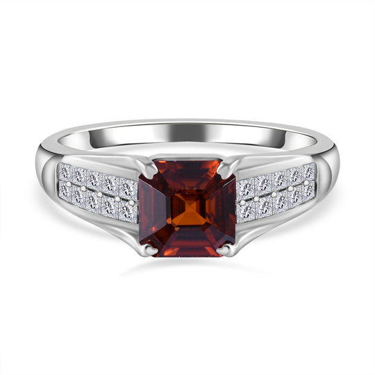 AAA Natürlicher Roter Zirkon, Moissanit Ring, 925 Silber rhodiniert (Größe 20.00) ca. 3.30 ct