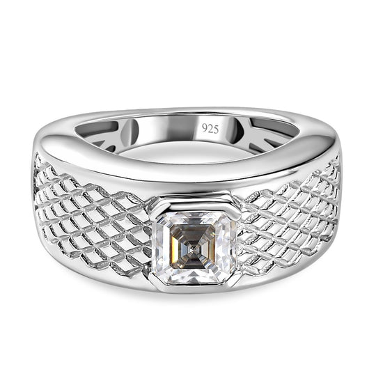 Moissanit Ring, 925 Silber platiniert (Größe 17.00) ca. 1.16 ct