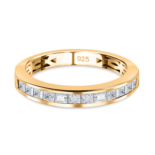Moissanit Ring, 925 Silber Gelbgold Vermeil (Größe 19.00) ca. 0.54 ct