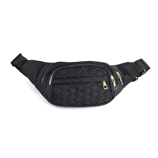 Wasserdichte Bauchtasche aus hochwertigem Nylon mit RFID-Schutz, 36x4x13cm, beige