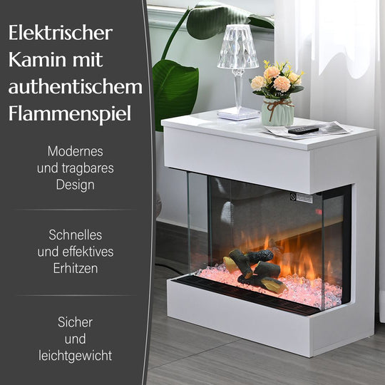 Elektrischer Kamin mit Authentischem Flammenspiel: Flexibel in 2 Heizstufen, 11-stufiger realistischer Flammeneffekt, 3 einstellbare Helligkeitsgrade