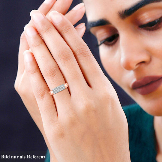 Weißer Diamant Ring, 925 Silber Roségold Vermeil, (Größe 21.00) ca. 0.20 ct